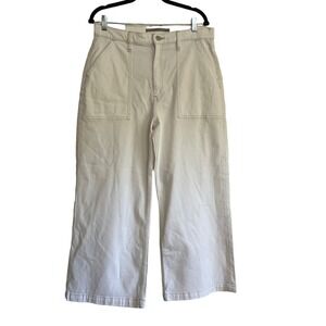 Hudson Jodie Wide Leg Crop Women Size 32 White NEW Patch Pockets High Rise